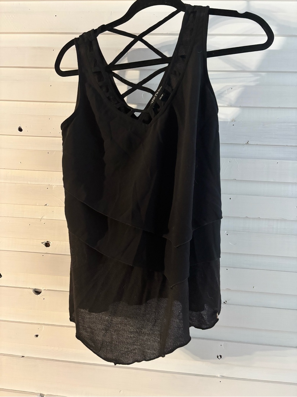 Black Layered Sleeveless Tank with Crisscross Back